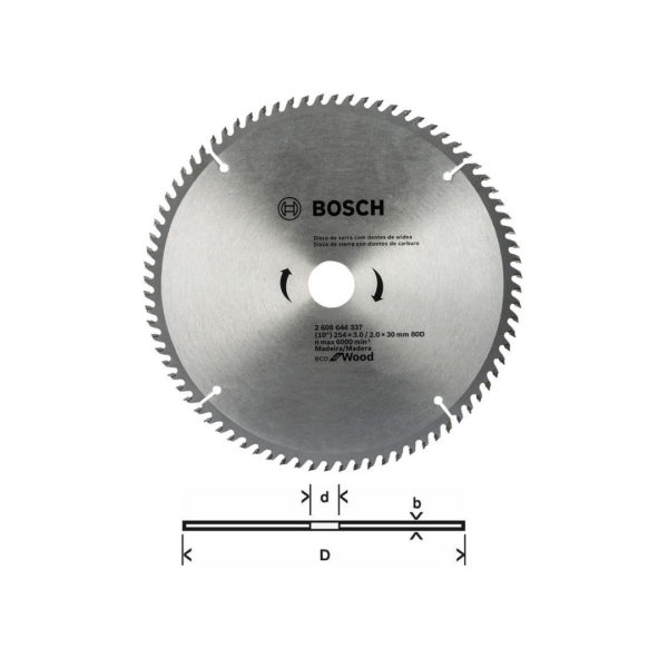 Disco Bosch 10" 80 Dientes Eco For Wood
