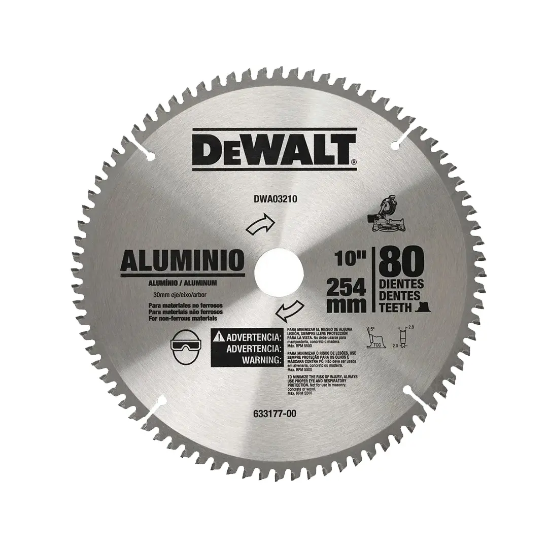 Disco de Aluminio 10" - 80 Dientes Dewalt DWA03210 - Imagen 1