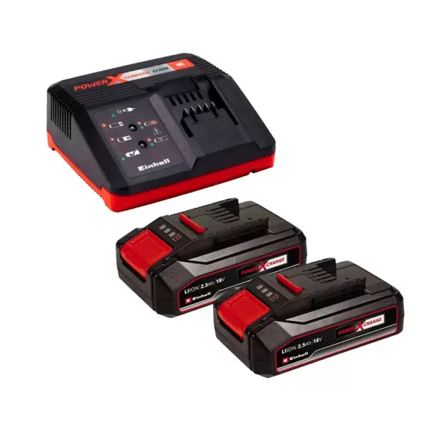 Kit Cargador + Twin Pack 2 Baterías 2,5 AH - 18V Einhell Kit Cargador + Twin Pack 2 Baterías 2,5 AH - 18V Einhell