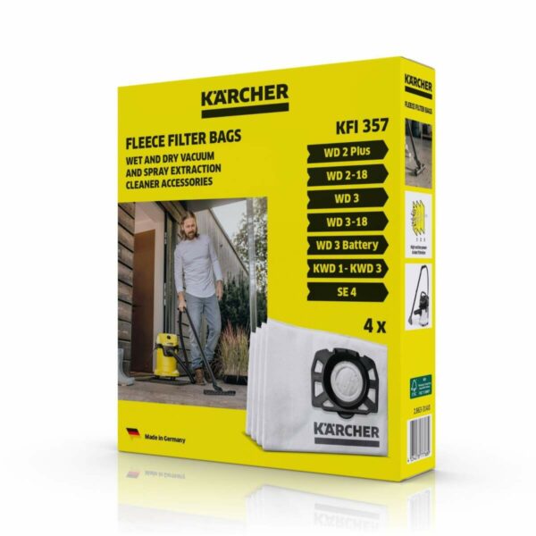 Set 4 Bolsas Aspiradora Karcher WD1-WD3-SE4001 - Imagen 2