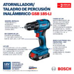 Taladro Percutor Bosch 18V GSB 185-Li + 2B