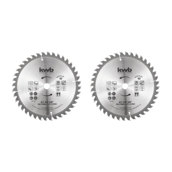 SET 2 DISCO SIERRA CIRCULAR 7 1/4 40D KWB 586192