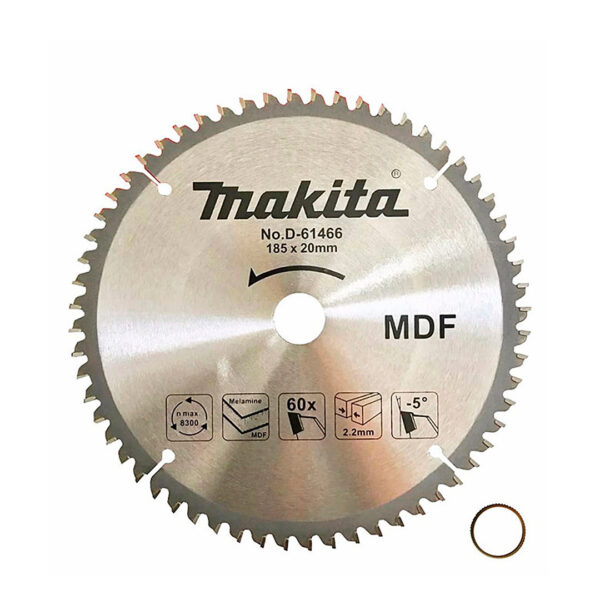 DISCO 7-1/4" X 60 DIENTES EJE 20MM + BUJE 5/8"- MADERA MDF Makita D-61466 - Imagen 1