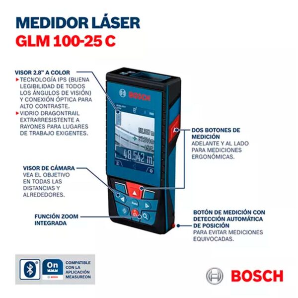 Medidor Láser de Distancias Bosch Glm 100-25 C 100m