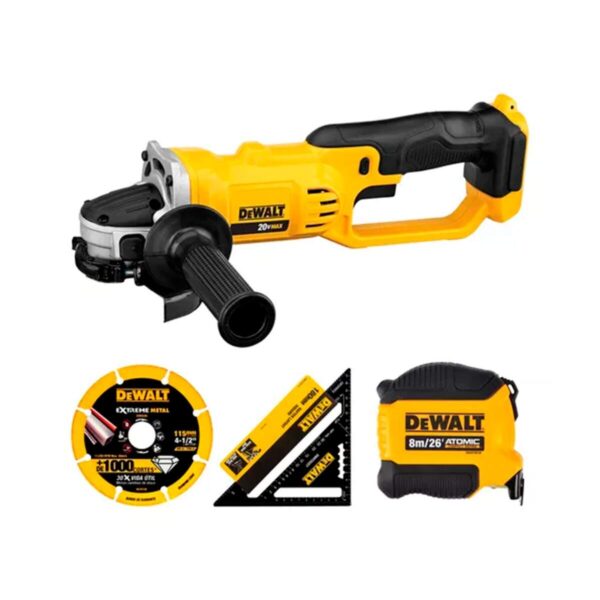 Kit Promo Esmeril Dewalt DCG412B + Huincha + Escuadra y Disco