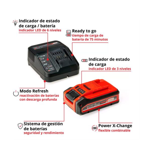 Kit Cargador y Bat. EInhell 4 AH Plus Power X-Change