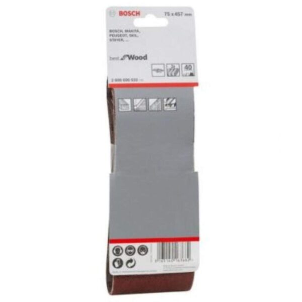 Set 3 Lijas de Banda Bosch 75X457 Grano 40