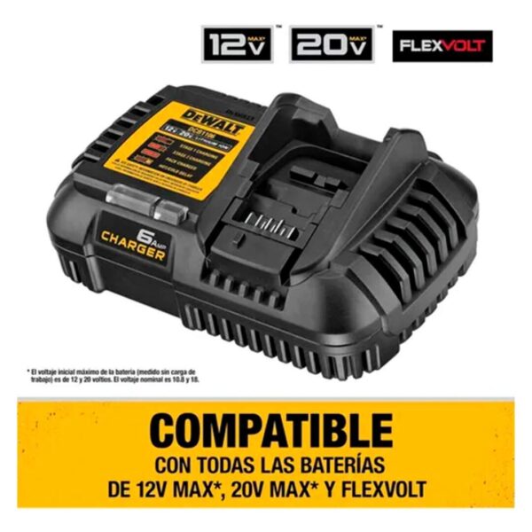 Cargador Rápido FlexVolt 12V/20V/60V MAX Dewalt DCB1106
