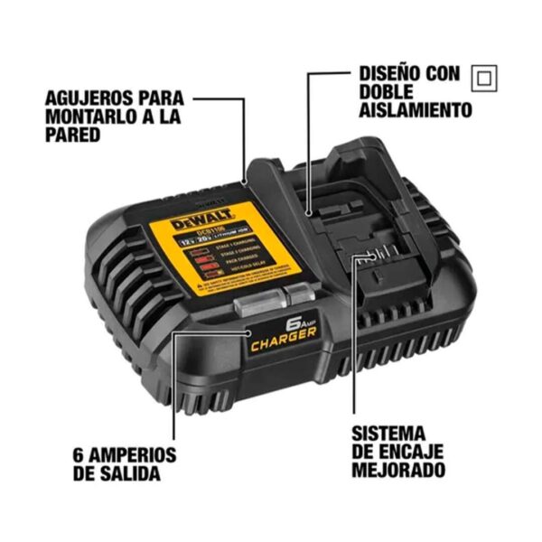 Cargador Rápido FlexVolt 12V/20V/60V MAX Dewalt DCB1106