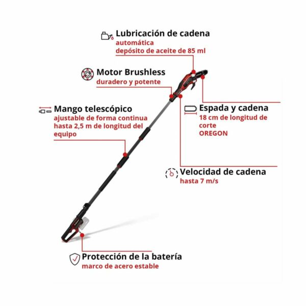 Podador Altura Profes. Inal. Einhell GP-LC 18/20 Li T BL - Sin Baterías - Imagen 5