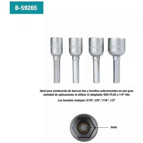 Set Adaptadores Magneticos 4 Pzs Makita B-59265 - Imagen 2