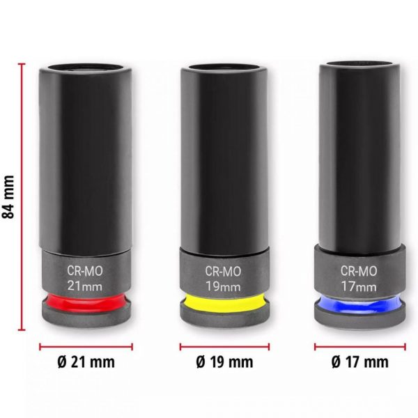 Set 3 Dados de Impacto 17-19-21 mm Einhell 109263 - Imagen 4