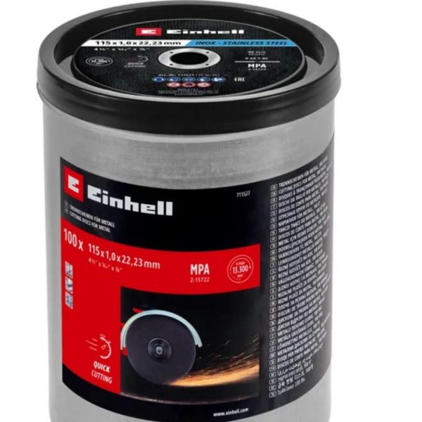 Set 100 Discos Corte Metal Inox 115X1MM Einhell 49711527 - Imagen 3