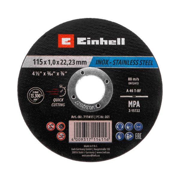Set 100 Discos Corte Metal Inox 115X1MM Einhell 49711527 - Imagen 2