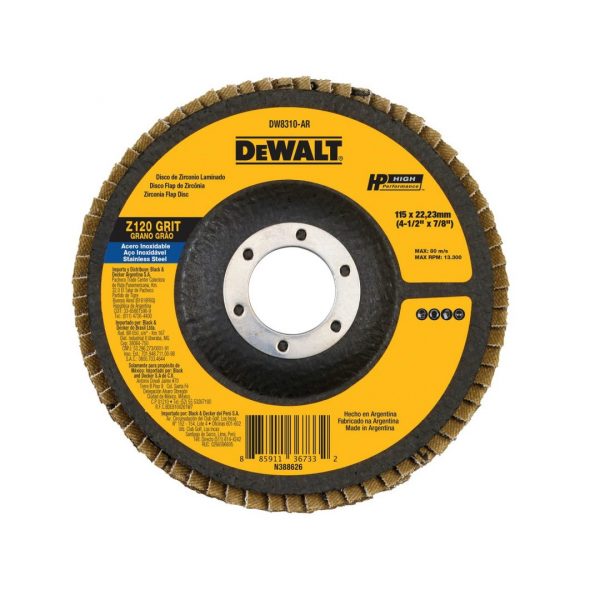 Disco Traslapado Zirconia Dewalt 4-1/2x7/8 Gr 120 DW8310-BR - Imagen 1