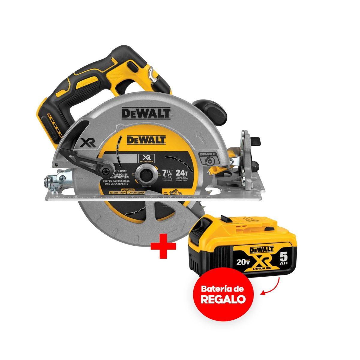 Promo Sierra Circular 20V Dewalt DCS570B + Bat 5AH Regalo 1 Promo Sierra Circular 20V Dewalt DCS570B + Bat 5AH Regalo - Imagen 1