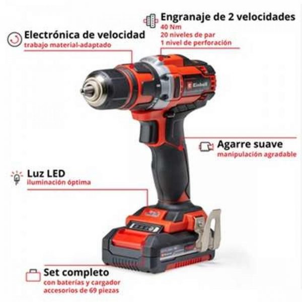 Kit Taladro Percutor Einhell Te-cd 18/50 C/2 Bat 2,0 Ah- BL - Imagen 2