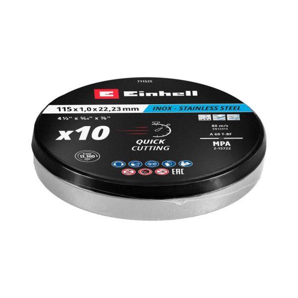 Set 10 Discos Corte Metal Inox 115X1MM Einhell 49711525 - Imagen 3