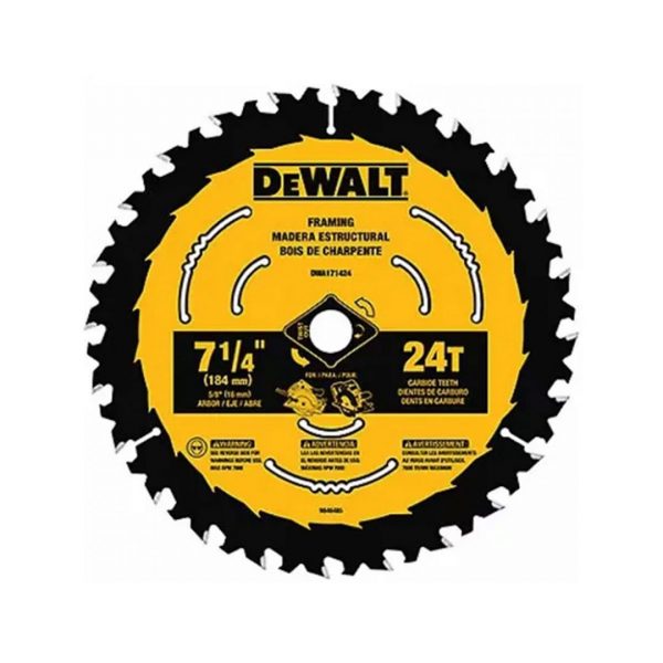 Disco De Sierra 7-1/4''x 5/8'' 24 Dientes Dewalt DWA271424 - Imagen 1