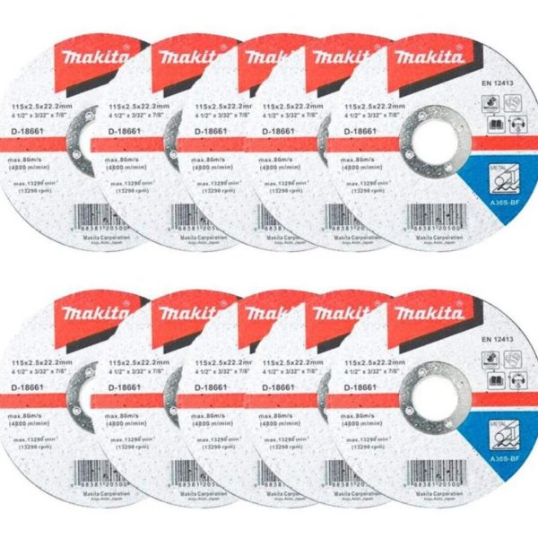 Pack 10 Discos de corte Metal 4 1/2" Makita D-18661 - Imagen 1