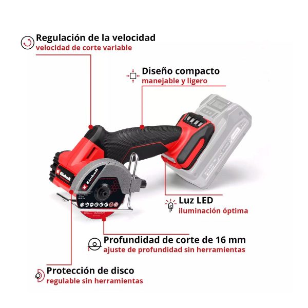 Esmeril Inalámbrico Multimaterial Einhell TP-CO 18/76-C Li BL - Solo - Imagen 7