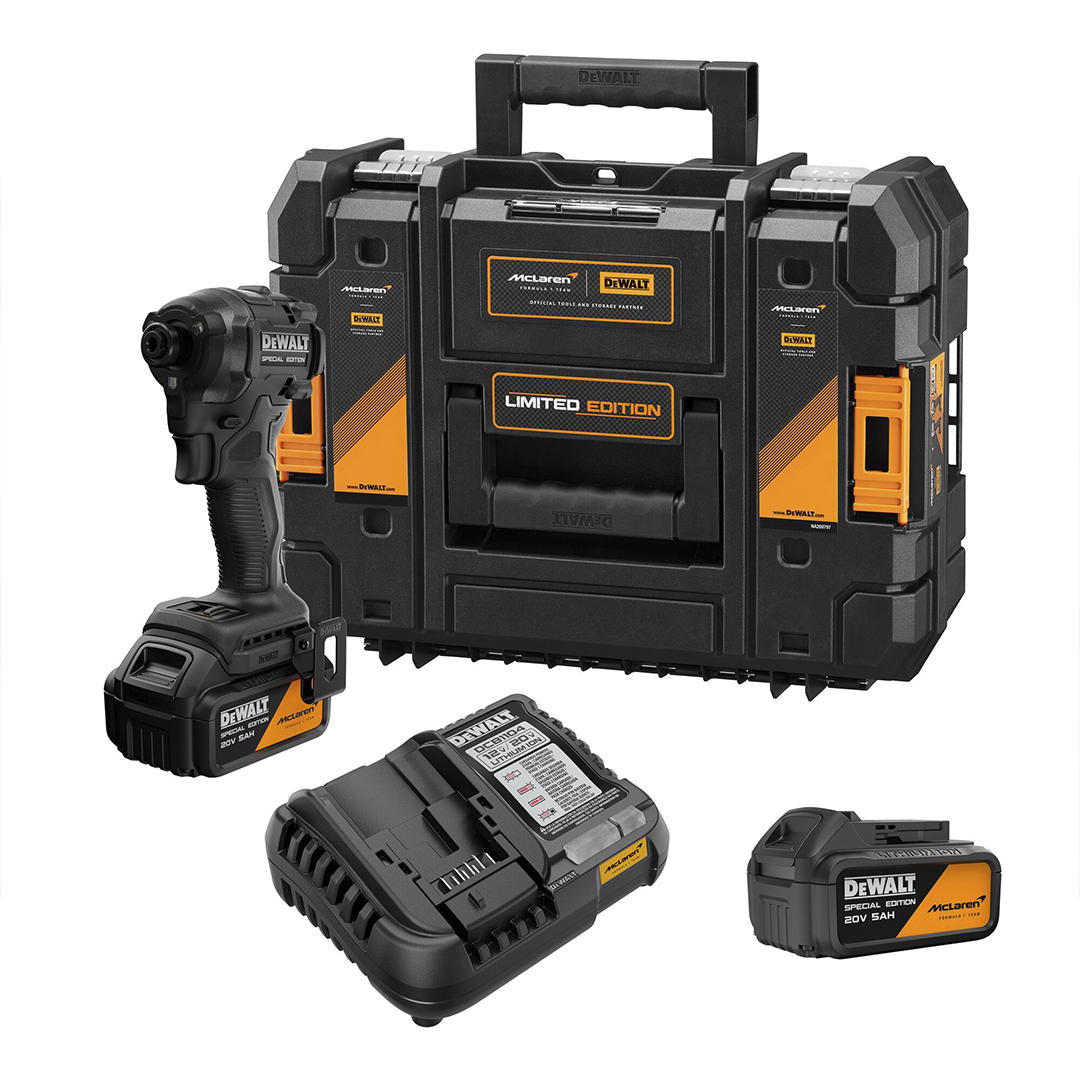 Kit Mclaren Atornillador Imp 20V XR + 2B 5AH + TSTAK Dewalt 10 Kit DeWalt McLaren Atornillador de Impacto 20V XR DCF86MP2T + 2 Baterías 5Ah + TSTAK - Imagen 1