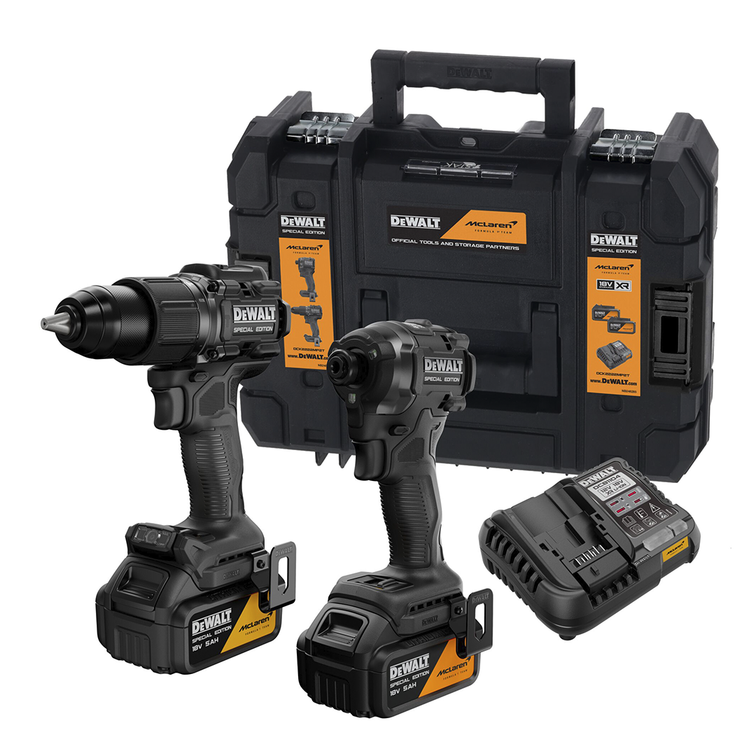 Kit Mclaren Taladro + Atornillador 20V XR + 2B +TSTAK Dewalt 1 Kit Mclaren Taladro + Atornillador 20V XR + 2B +TSTAK Dewalt - Imagen 1