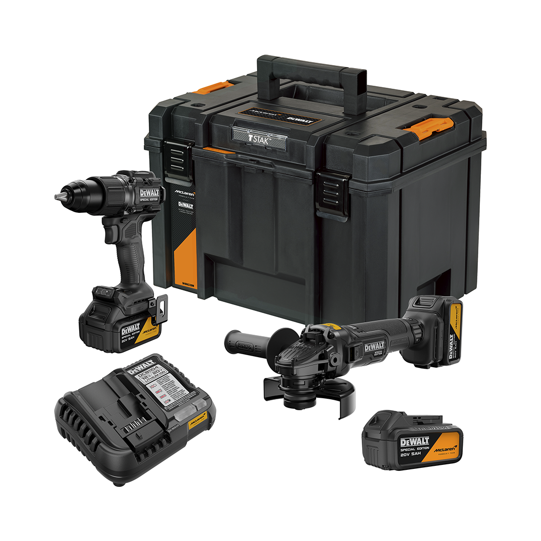 Kit Mclaren Taladro + Esmeril 20V XR + 2B 5AH + TSTAK Dewalt 2 Kit Mclaren Taladro + Esmeril 20V XR + 2B 5AH + TSTAK Dewalt - Imagen 1