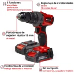 Taladro Percutor inalámbrico TE-CD 18/2 Li-i + 64 Acc +(2x2,0 Ah) - Imagen 9